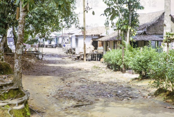 Village by Causeway between Singapore and Johor Bahru, Malaysia, Southeast Asia 1964