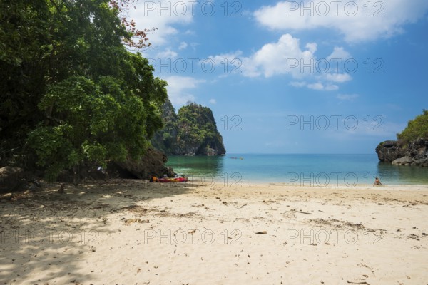 White sandy beach, Sabai Beach, Koh Mook, Trang Province, Southern Thailand, Andaman Sea, Thailand