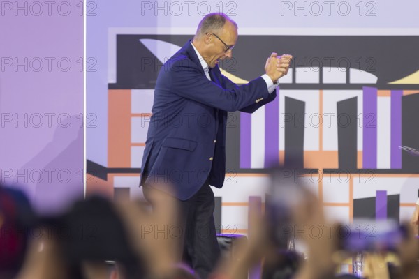 Friedrich Merz (CDU, Chancellor of the Federal Republic of Germany) during a stage talk at the Open Day at the Federal Chancellery in Berlin on 24 August 2025. On 23 and 24 August, the Federal Chancellery, the federal ministries and the Federal Press Office will open their doors to all citizens