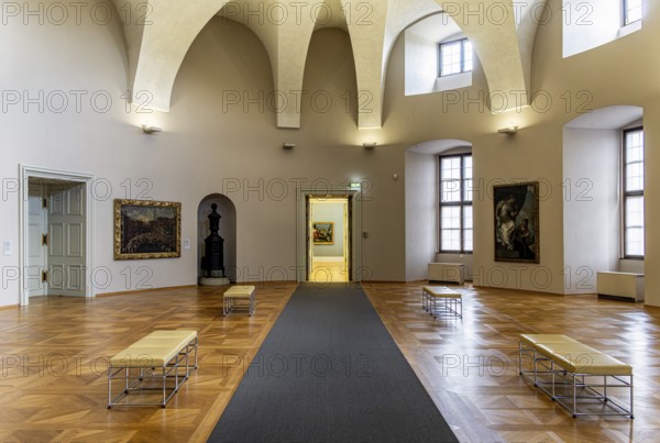 Interior design and exhibition rooms in the Würzburg Residence, imposing 18th century palace with frescoes, paintings and valuable works of art, Würzburg, Bavaria, Germany