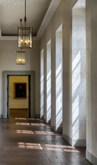 Interior design and exhibition rooms in the Würzburg Residence, imposing 18th century palace with frescoes, paintings and valuable works of art, Würzburg, Bavaria, Germany