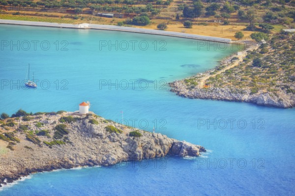 Panormitis bay, high angle view, Panormitis, Symi Island, Dodecanese Islands, Greece