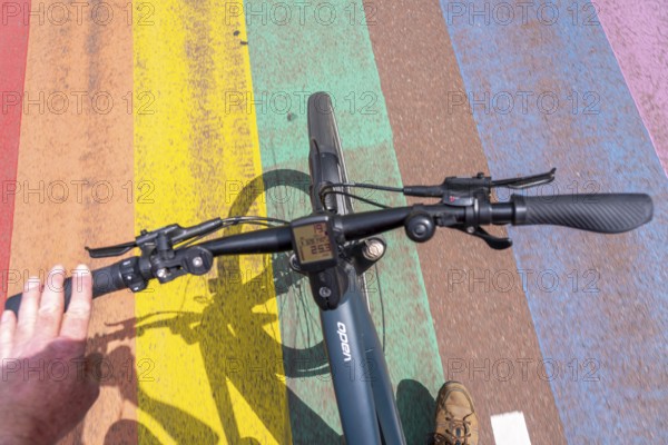 Rainbow cycle path through the university campus in Utrecht Science Park, 570 metres long, Utrecht University, Utrecht University of Applied Sciences and UMC Utrecht University Hospital, set an example for acceptance, equal treatment and safety of the LHBTIQ+ community Netherlands