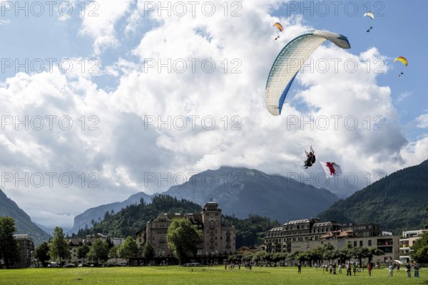 Paragliders in the sky, Interlaken, Switzerland