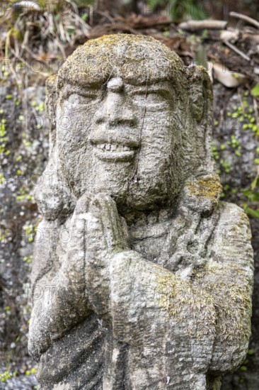 Rakan statues at Otagi Nenbutsuji Temple, stone, moss-covered, Ukyo-ku, Kyoto, Kyoto Prefecture, Japan