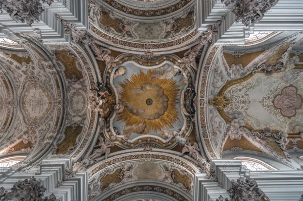 Dome vault and frescoes of the Abbey Church of the Assumption of the Virgin Mary, created by the Asam brothers between 1717 and 1723, Rohr, Lower Bavaria, Germany