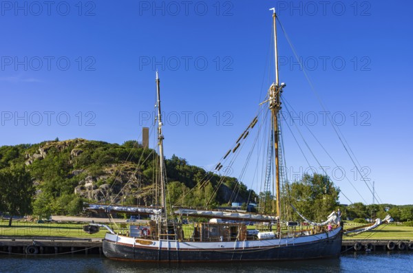 The ketch TS BRITTA is moored at the quay in the guest harbour of Uddevalla, Bohuslän, Västra Götalands län, Sweden