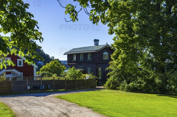 Historic building structures of Gustafsberg, a former spa and bathing resort on the Byfjord in Uddevalla, Bohuslän, Västra Götalands län, Sweden