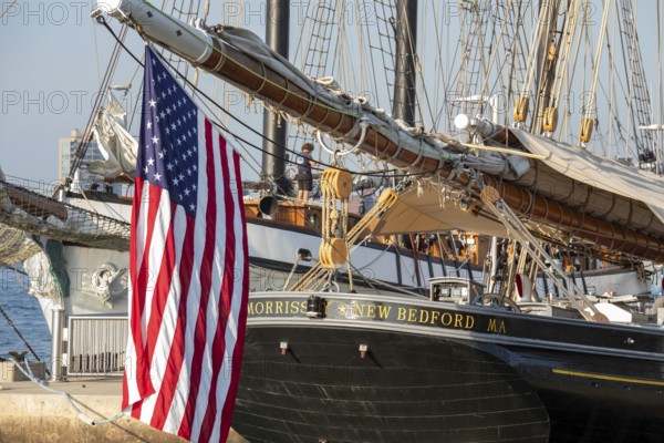 Detroit, Michigan, 9 August 2025, Four schooners visit Detroit for the Sail Detroit Festival. The Ernestina-Morrissey (foreground) was buiult in 1894. It has since been restored