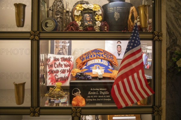 Wheat Ridge, Colorado - Ashes of the deceased and memories are stored in cubicles in the Tower of Memories, a mausoleum in Crown Hill Cemetery, also known as Olinger Cemetery