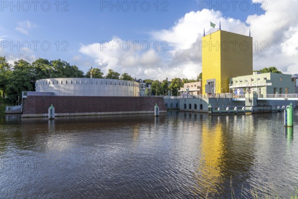 The Groninger Museum, art museum in various buildings in Groningen, between the central station and city centre on a canal island, Netherlands
