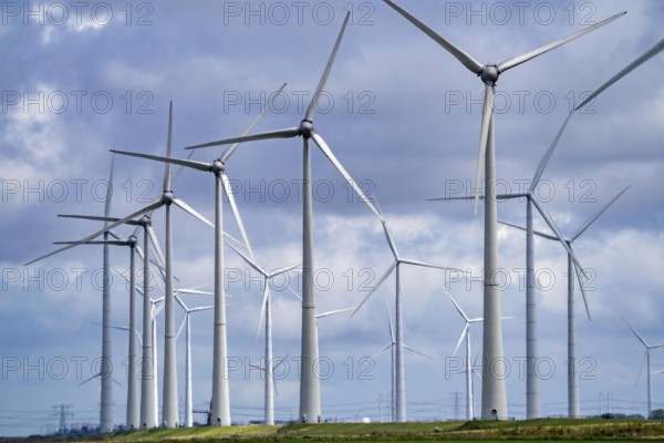 Wind turbines of a wind farm near Eemshaven, Netherlands