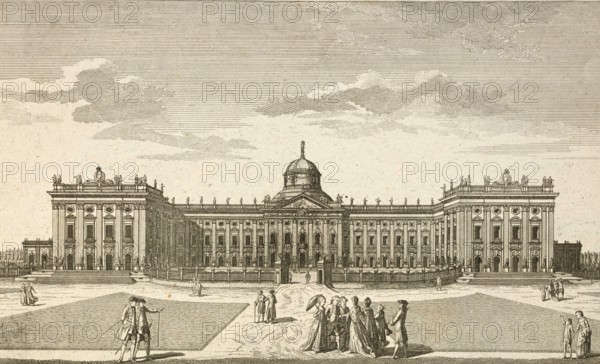 Royal Palace near Potsdam, main façade, Germany, around 1880, digitally restored reproduction of a 19th century illustration, historical, exact date unknown