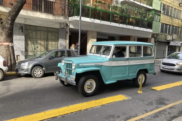 Very well maintained vintage Willys Jeep Station Wagon from IKA (Industrias Kaiser Argentina), seen in Buenos Aires, Argentina