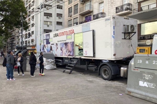 Mobile dental practice in a lorry, free dental treatment in Buenos Aires, Argentina