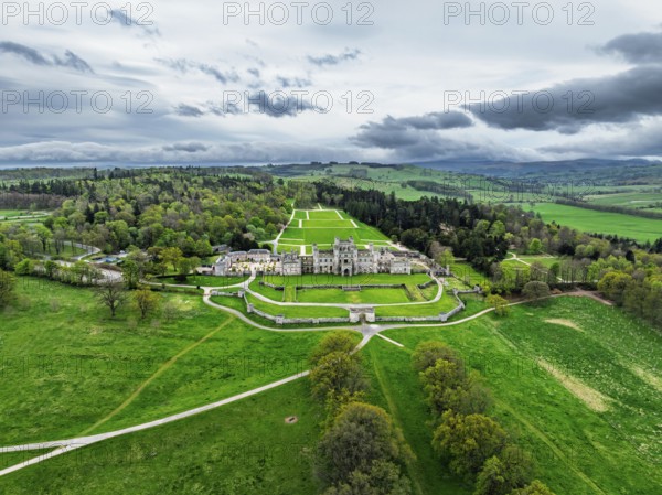 Lowther Castle and Gardens from a drone, Lowther, Cumbria, England, United Kingdom
