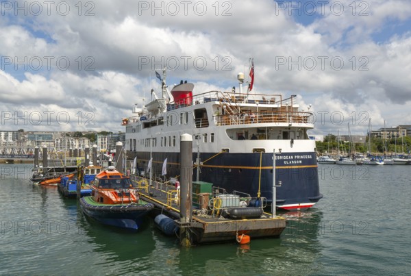 Hebridean Princess historic cruise ship vessel, Sutton Harbour, Plymouth, Devon, England, UK