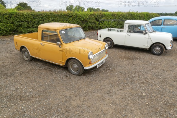 Leyland Mini 95 pick-up vehicle, Austin Morris Mini 1000 pick-up vehicle c 1979 - 1980 display at auction, UK