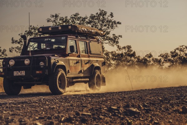 Landrover Defender four-wheel drive vehicle in the Australian outback