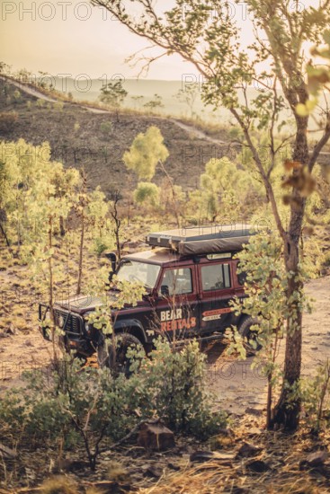 Landrover Defender four-wheel drive vehicle in the Australian outback