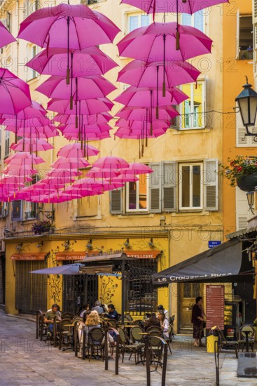 Picturesque alley in the old town, Grasse, Alpes Maritimes, Provence Alpes Cote d'Azur, French Riviera, South of France, France