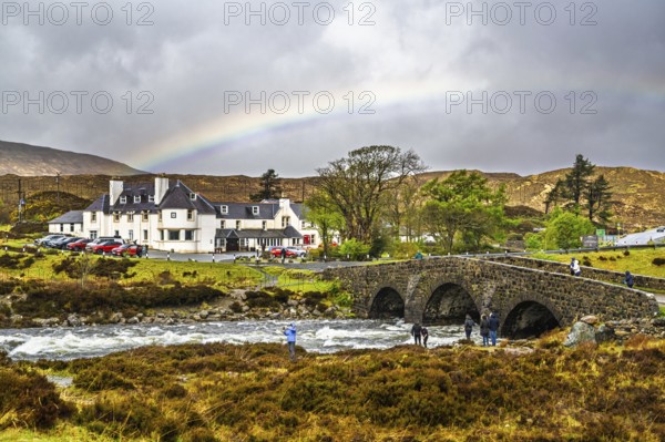 Rainbow over Sligachan Old Bridge, Isle of Skye, Scotland, UK