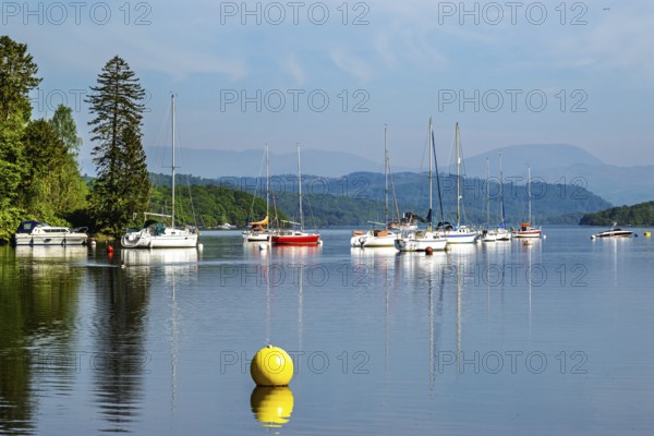 Boats on Windermere Lake, Fell Foot Park, Lake District, Cumbria, England, United Kingdom