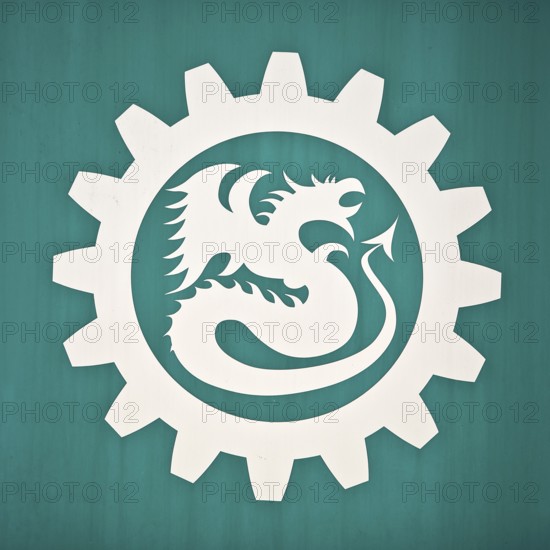 Logo of the Drachenfelsbahn, the oldest operated cog railway in Germany on the Drachenfels, Königswinter, North Rhine-Westphalia