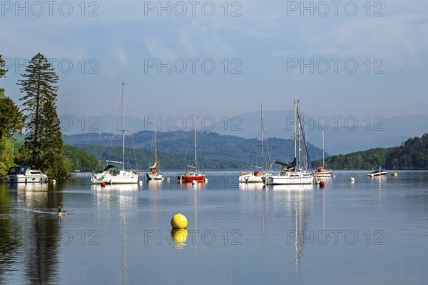 Boats on Windermere Lake, Fell Foot Park, Lake District, Cumbria, England, United Kingdom