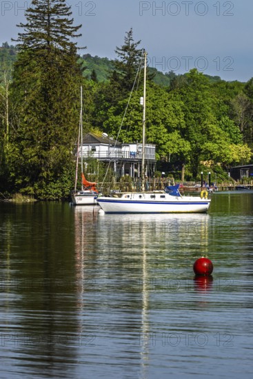 Boats on Windermere Lake, Fell Foot Park, Lake District, Cumbria, England, United Kingdom