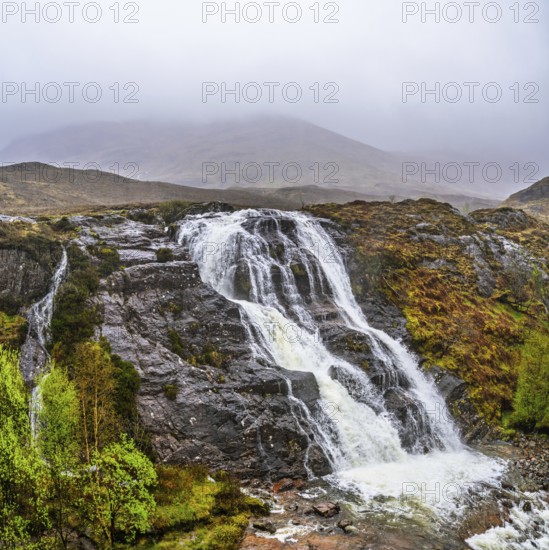 Glencoe Waterfall, Glencoe Valley, Argyll, Scotland, United Kingdom