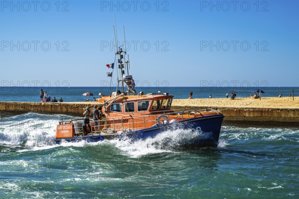 Boats on canal in Capbreton, Landes, Nouvelle-Aquitaine, France