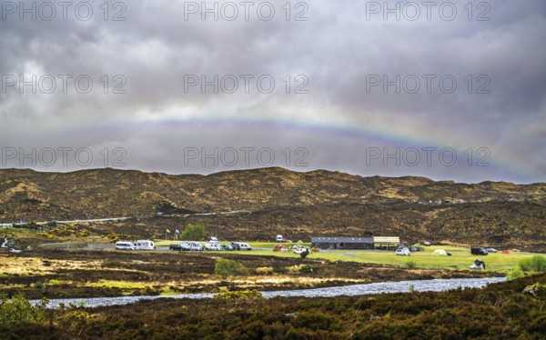 Rainbow over Sligachan Old Bridge, Isle of Skye, Scotland, UK
