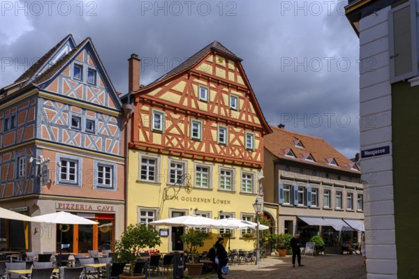 Half-timbered houses in the old town centre, Ladenburg, Rhine-Neckar district, Baden-Württemberg, Germany