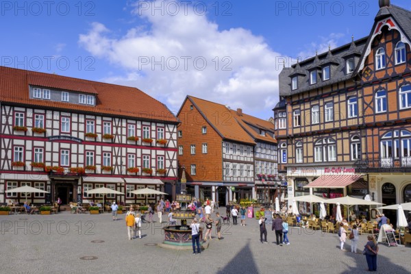 Half-timbered houses on the market square, Wernigerode, Harz, Saxony-Anhalt, Germany