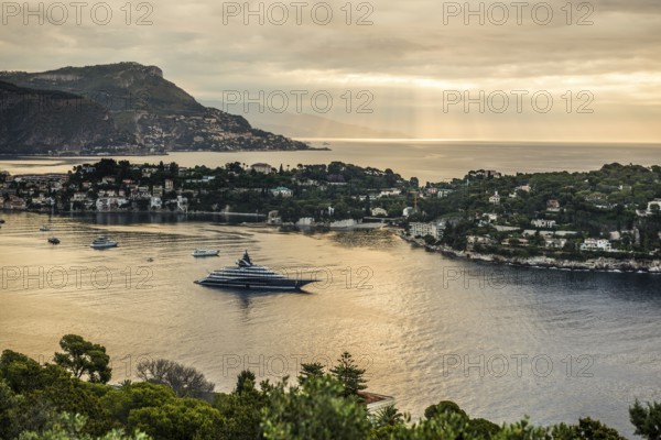Panorama, Sunrise, View from Mont Boron, Saint-Jean-Cap-Ferrat, Cap Ferrat, Alpes Maritimes, Provence Alpes Cote d'Azur, French Riviera, South of France, France