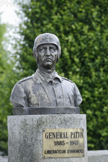 General Patton Memorial, General of the US Army in the Second World War, Place Patton, Avranches, Departement Manche, Normandy, France