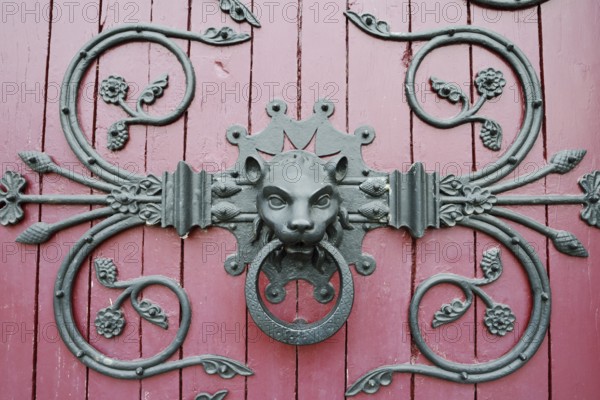 Door knocker, Notre Dame des Champs church, Avranches, Manche department, Normandy, France