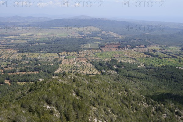 View from the mountain Puig de Sant Salvador near Felanitx, Majorca, Balearic Islands, Spain