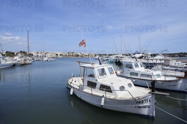 Boats in the harbour, Porto Colom, Majorca, Balearic Islands, Spain