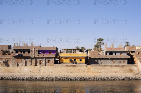 Houses on the banks of the Nile, Egypt