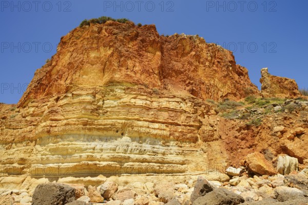 Rocky coast, Praia de Porto de Mos, Algarve, Portugal