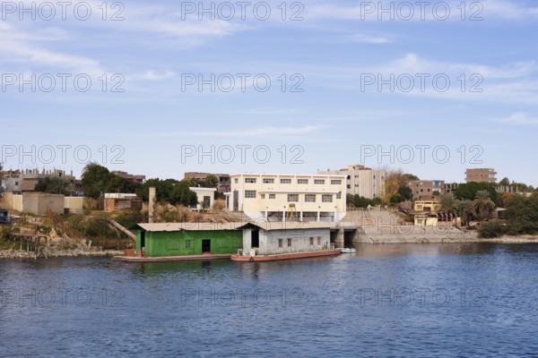 Houses on the banks of the Nile near Esna, Egypt