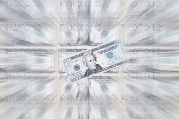 US dollar notes, 10 dollars, 20 dollars, banknotes, zoom effect
