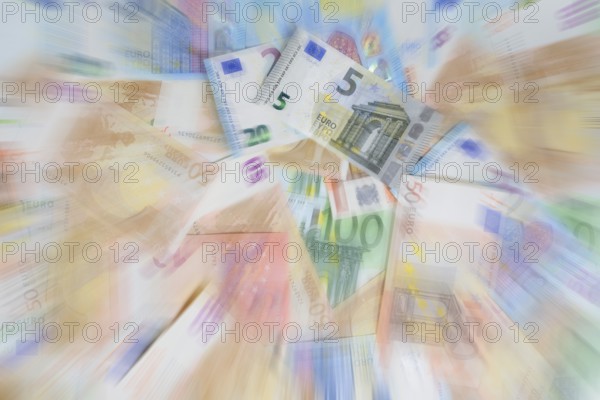 Various euro banknotes, zoom effect