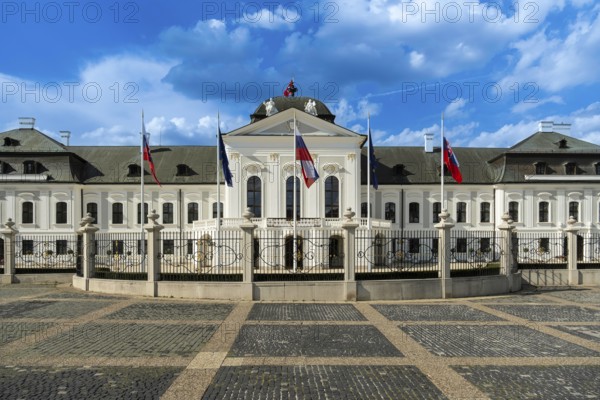 South side of Grassalkovich Palace, Presidential Palace, seat of the President of the Slovak Republic, Bratislava, Slovakia