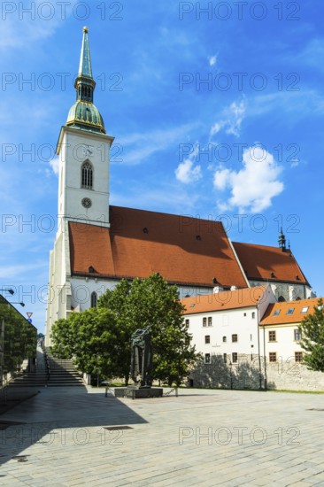 St Martin's Cathedral and the Holocaust Memorial in Bratislava, Slovakia
