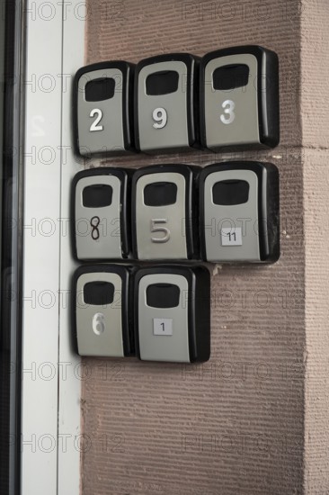 Key boxes for flat flats in the city centre of Bratislava, Slovakia