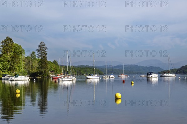 Boats on Windermere Lake, Fell Foot Park, Lake District, Cumbria, England, United Kingdom