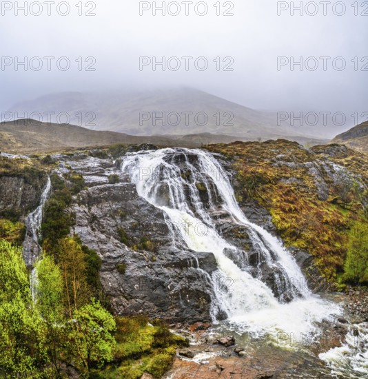 Glencoe Waterfall, Glencoe Valley, Argyll, Scotland, United Kingdom